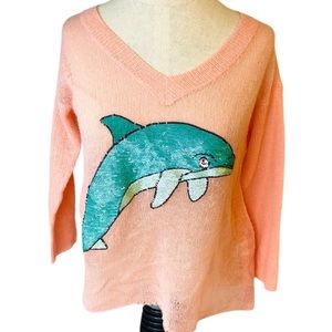XS Wildfox oversized Sequin Dolphin Top NWT